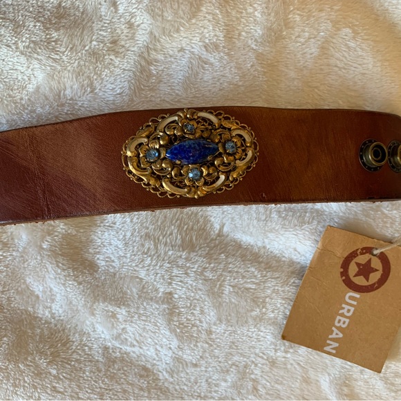 Made in the Deep South Leather Cuff w/ Vintage Rhinestones -New - Picture 2 of 7